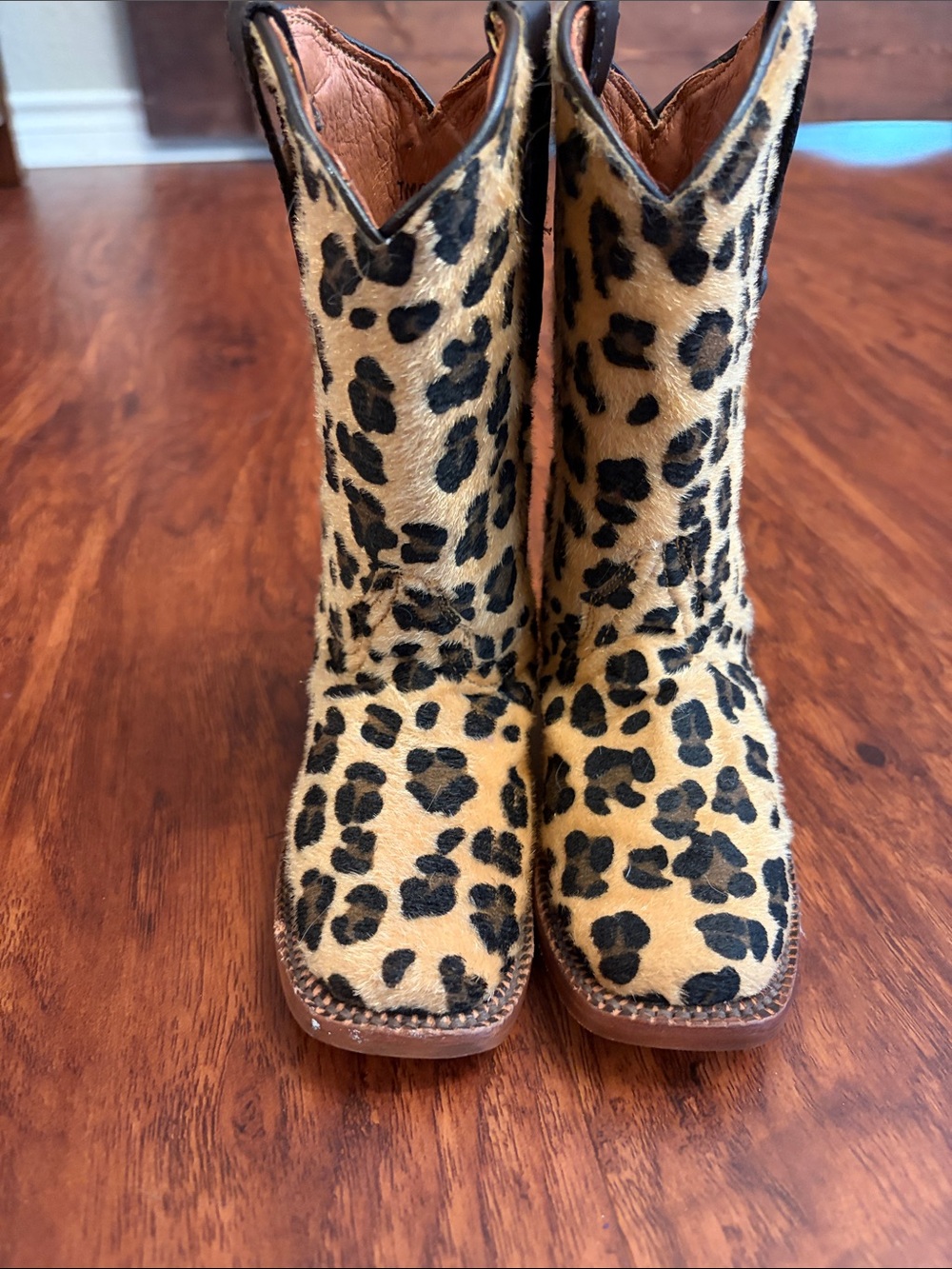 Leopard Pony Hair Western Cowboy Boots